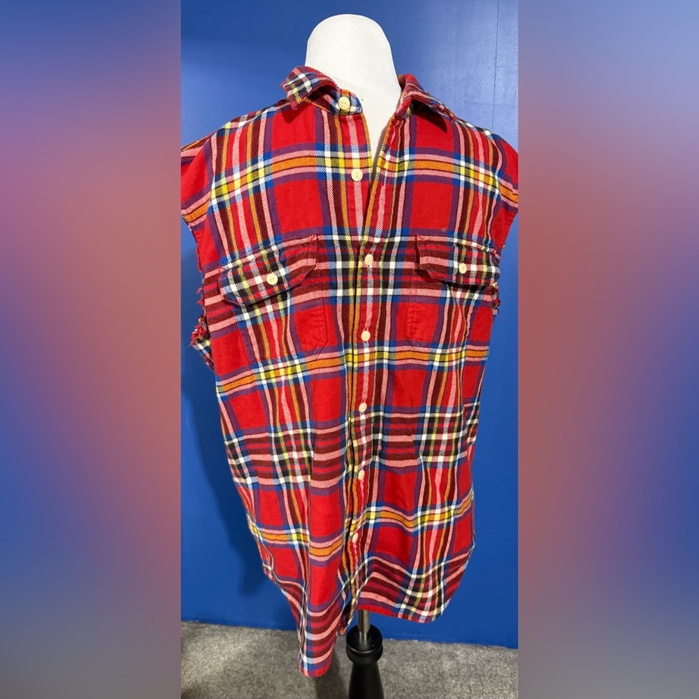 American Eagle Outfitters Red Plaid Casual Button Down Shirt Size-XL